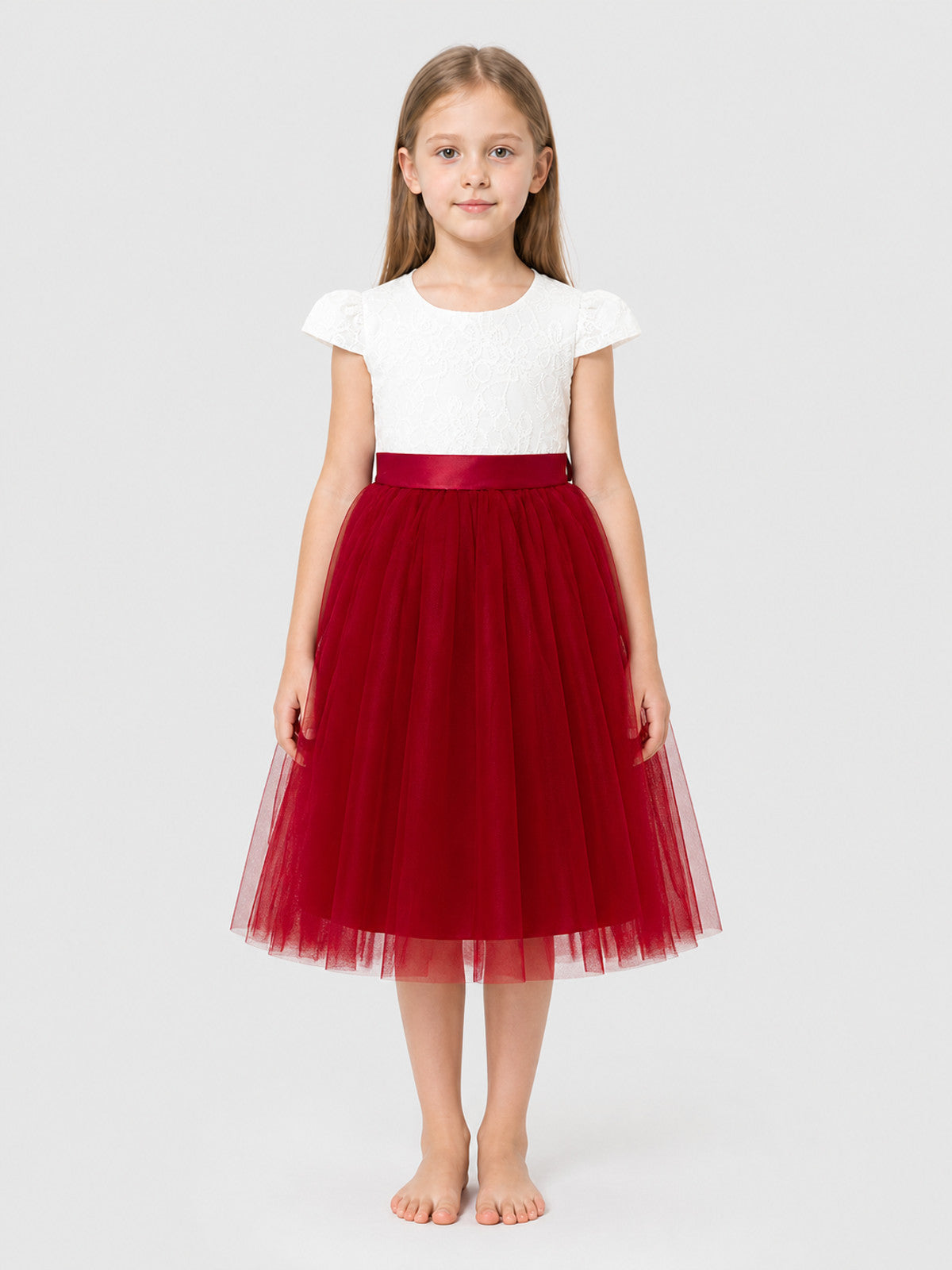 Children's Princess Dress with a Full Skirt and Bow on-model view