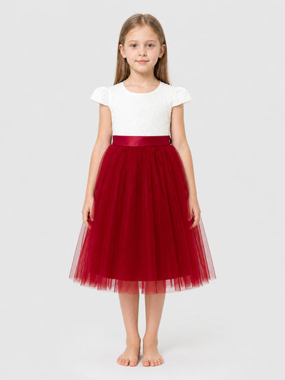 Children's Princess Dress with a Full Skirt and Bow on-model view