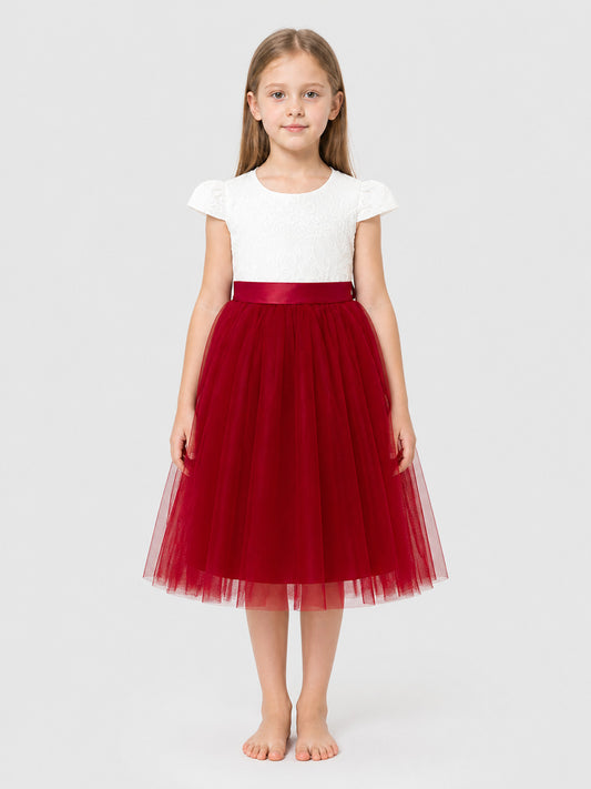 Children's Princess Dress with a Full Skirt and Bow on-model view