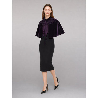 Purple Carnival Cape with a High Collar front view