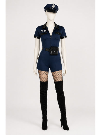 Police Costume, Short Jumpsuit with Belt main product view