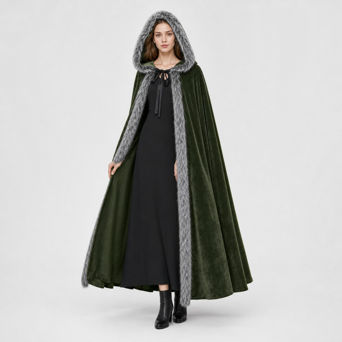 Olive Hooded Costume Cloak