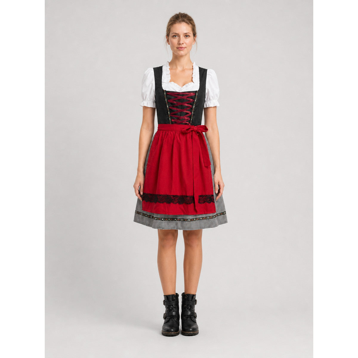 Bavarian Dress with Corset in Oktoberfest Style S-XXXL on-model view