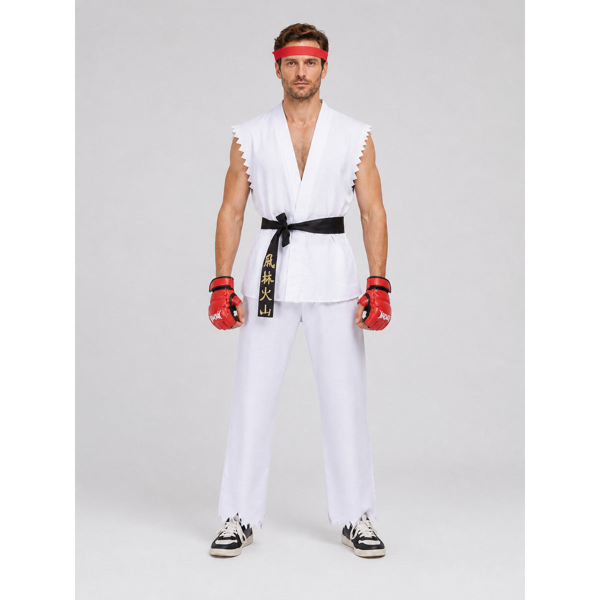 Ryu Street Fighter Cosplay Costume, White Set on-model view