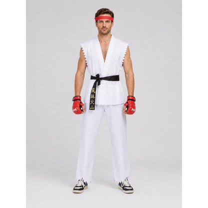 Ryu Street Fighter Cosplay Costume, White Set on-model view