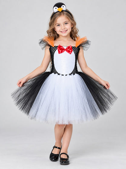Kids' Penguin Carnival Costume with Headband and Bow