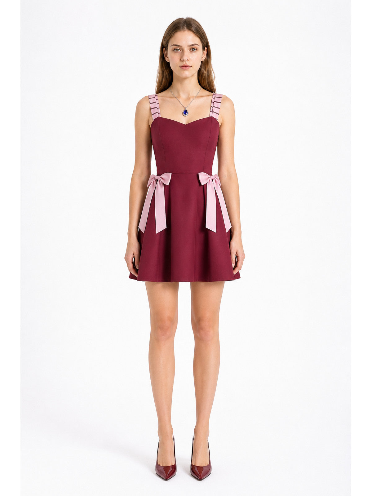 Red Cosplay Dress with Straps and Bow main product view