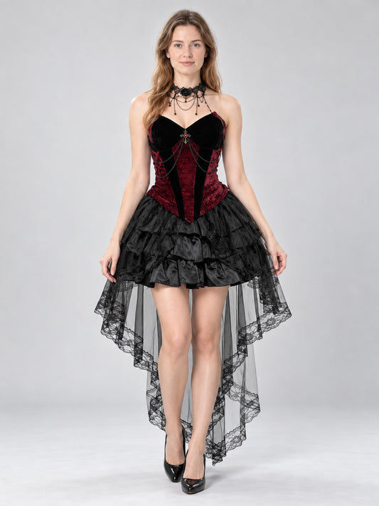 Black and Burgundy Vampire Costume with Corset