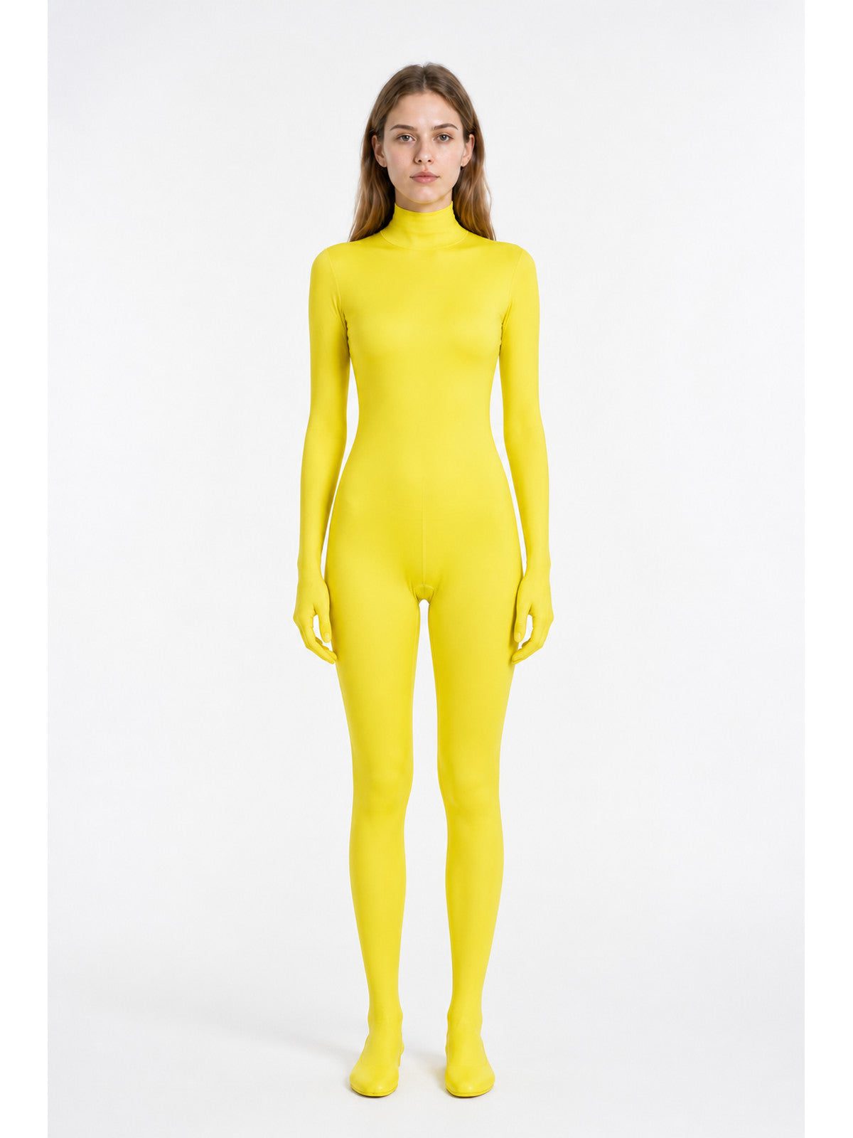 Yellow Hooded Jumpsuit with Enclosed Hands and Feet main product view