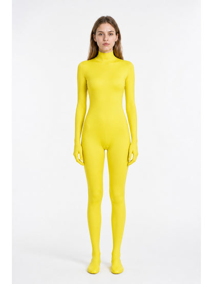 Yellow Hooded Jumpsuit with Enclosed Hands and Feet main product view
