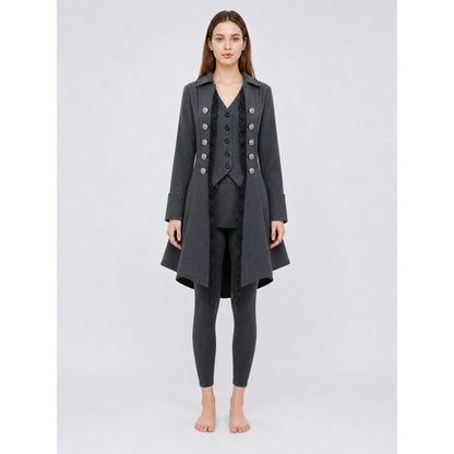 Long Gothic-Style Coat with Lace Trim