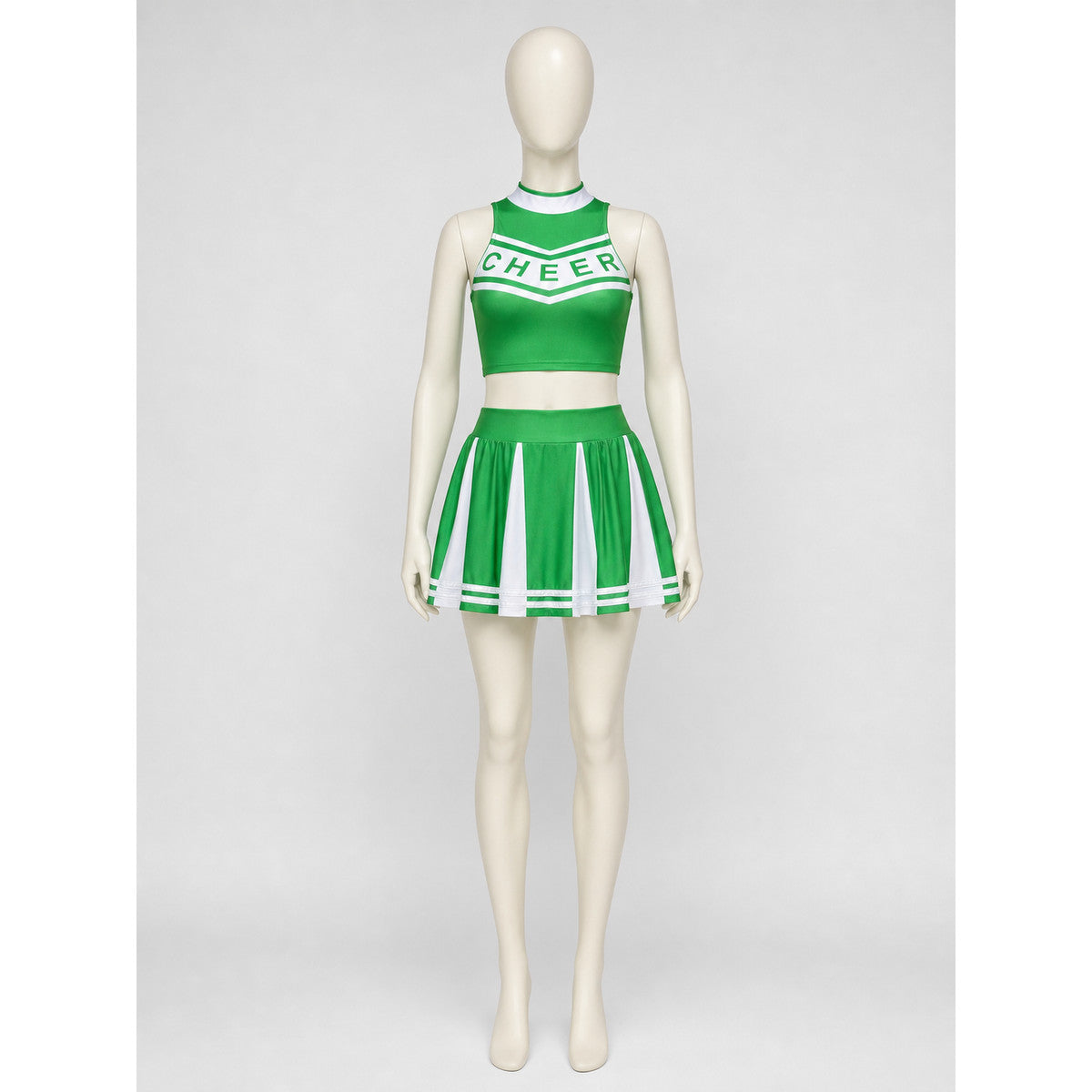 Green-and-White Cheerleading Costume, Top and Skirt