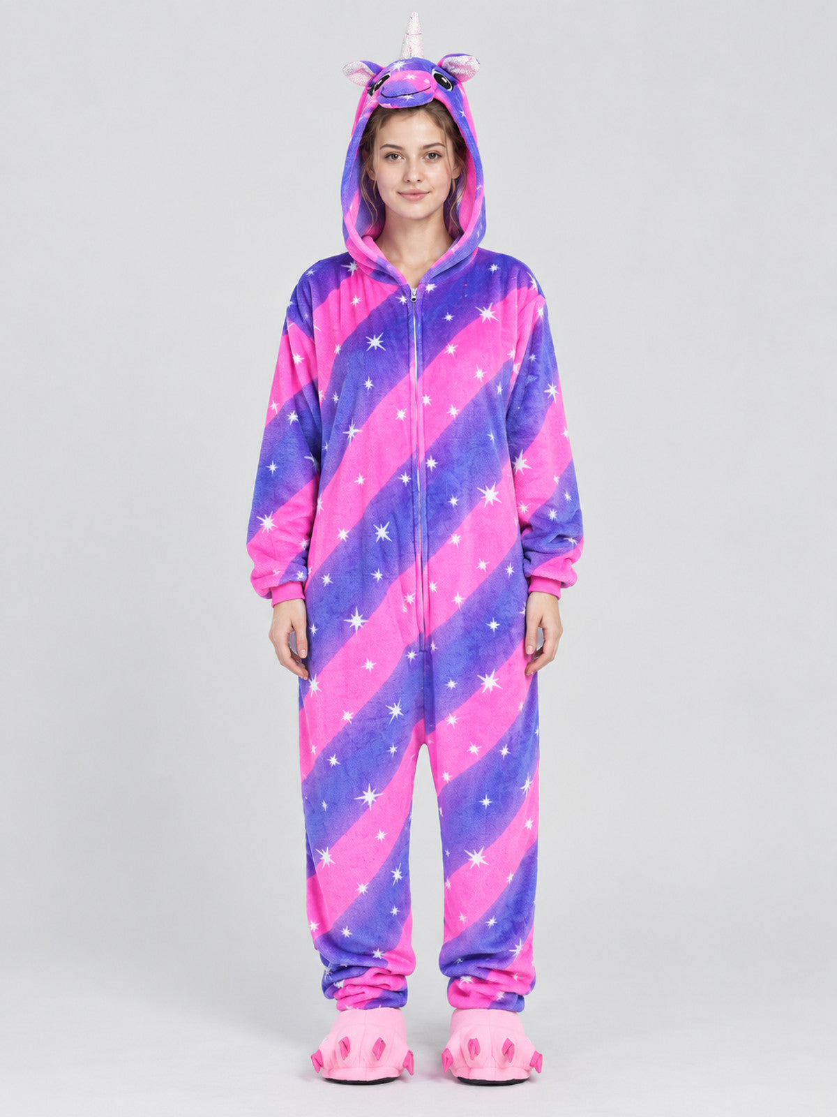 Hooded Pajama Jumpsuit with Horn and Ears