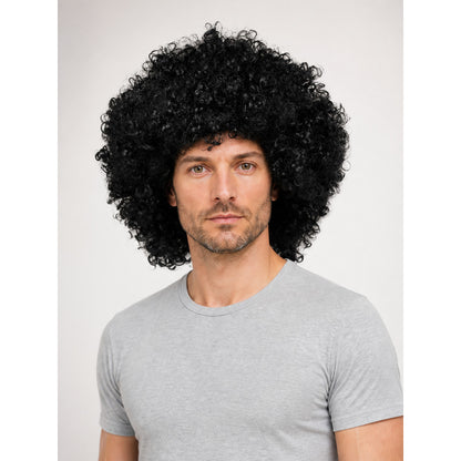 Black Carnival Wig, Voluminous Curls, Retro Style main product view