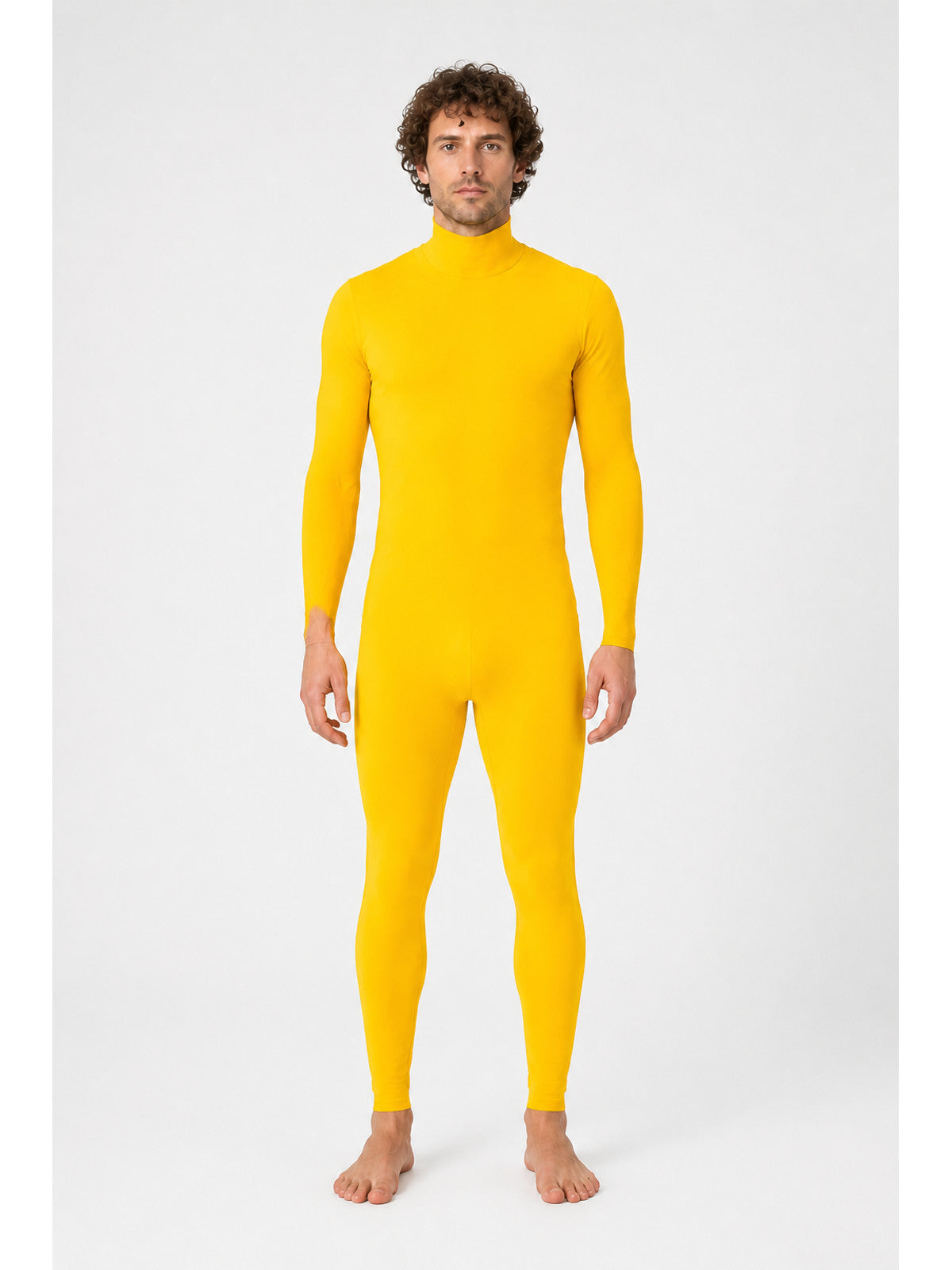 Yellow One-Piece Jumpsuit with High Collar main product view