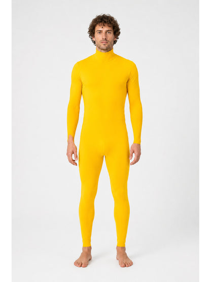 Yellow One-Piece Jumpsuit with High Collar main product view