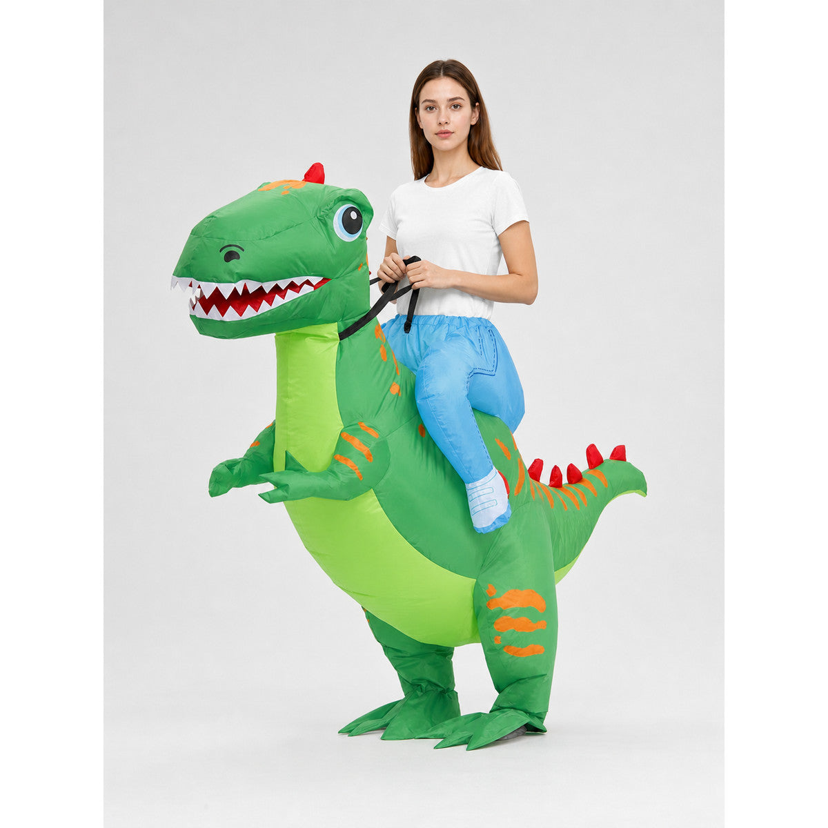 Inflatable dinosaur costume for parties and shows on-model view