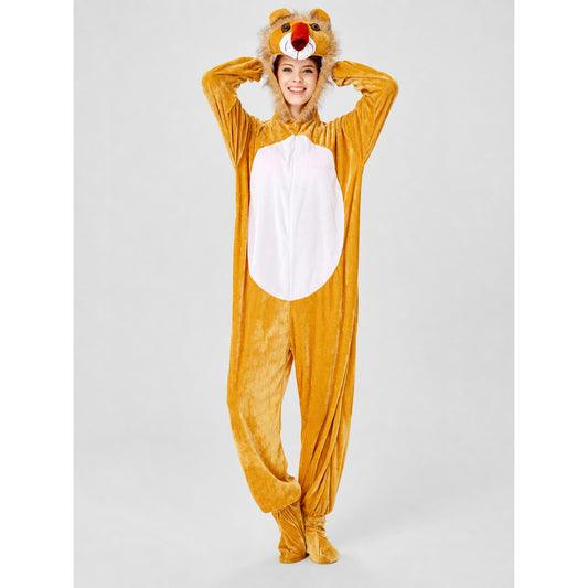 Lion Hooded Jumpsuit with Long Sleeves on-model view
