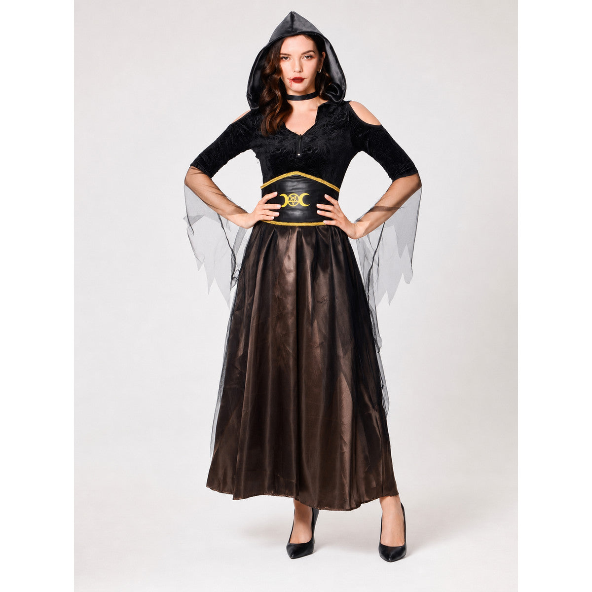 Halloween Witch Costume, Cosplay, Black Cape