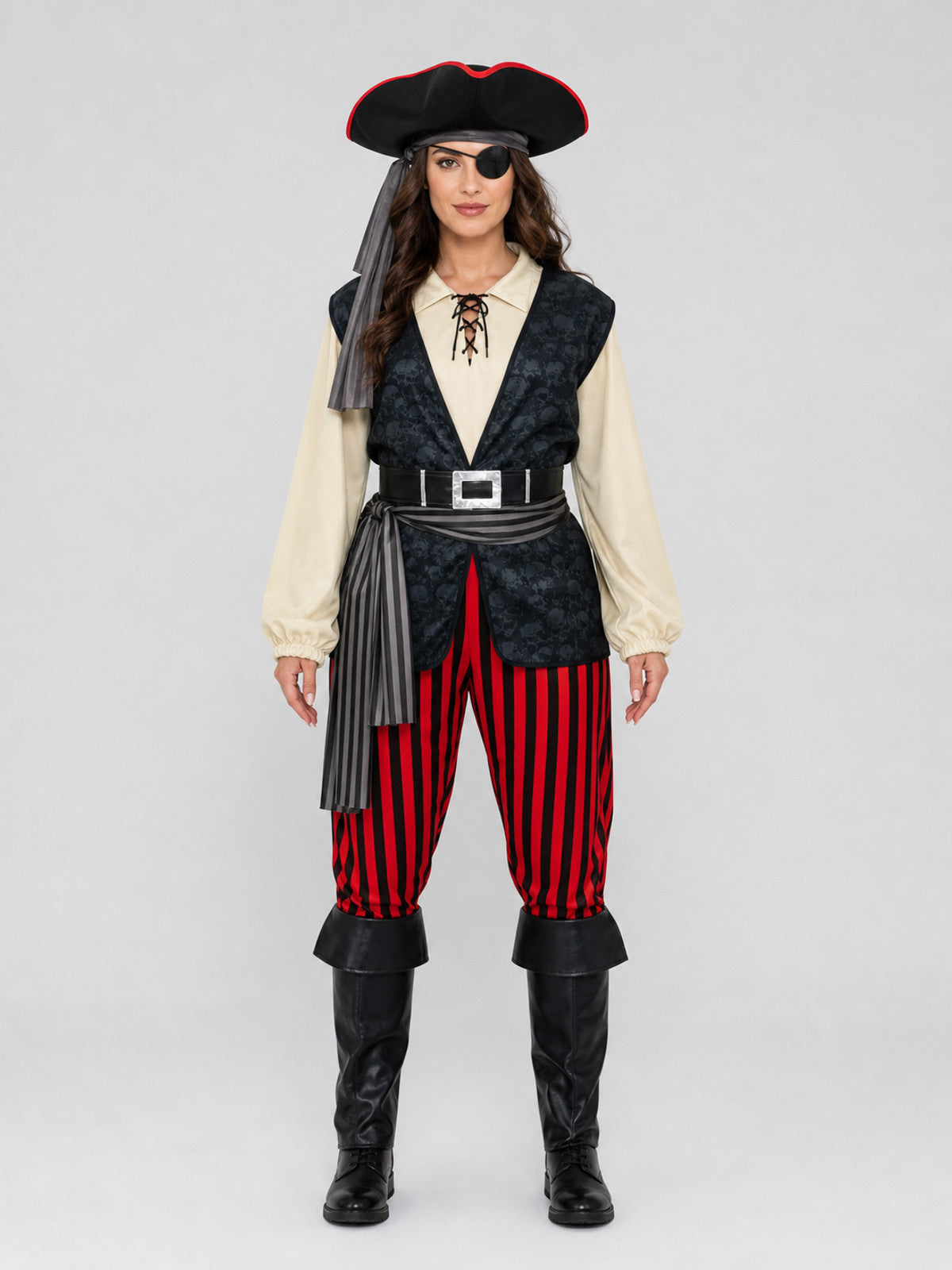 Pirate Costume with Vest and Accessories front view