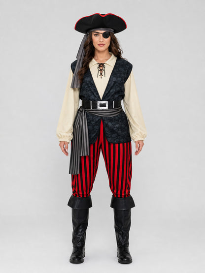 Pirate Costume with Vest and Accessories front view