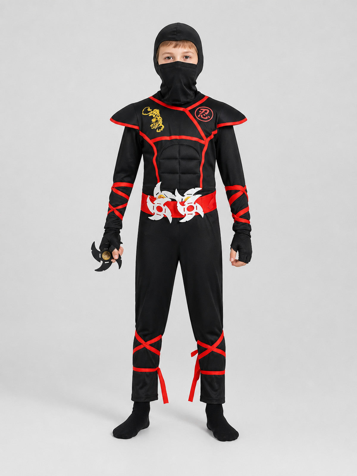 Ninja Cosplay Costume with Mask and Accessories on-model view