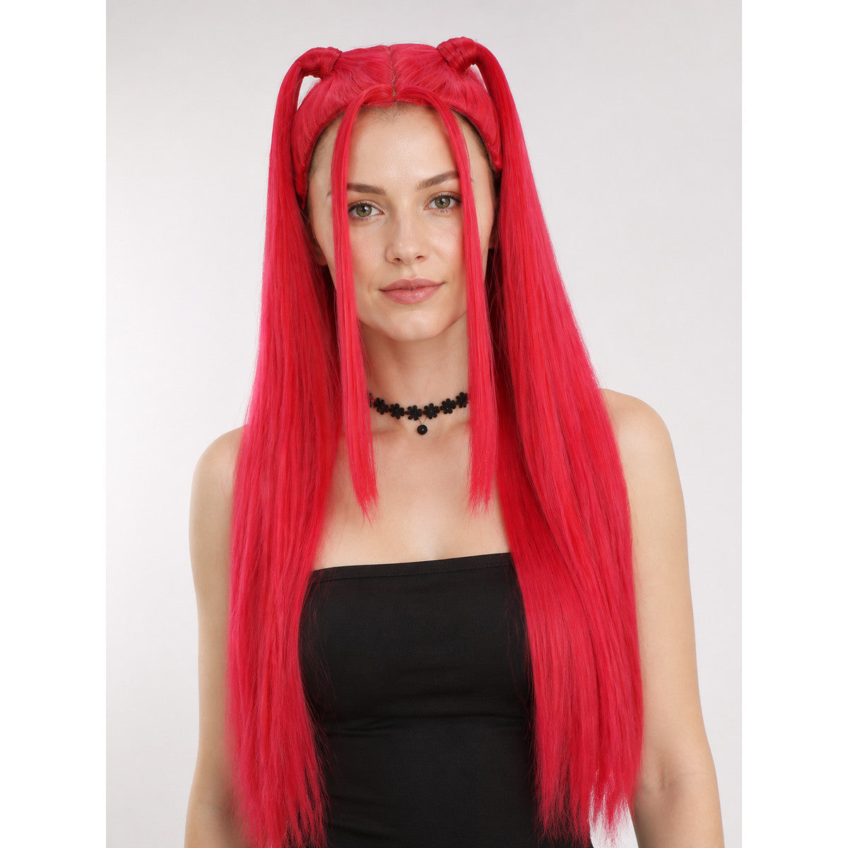 Pink-and-Red Curly Carnival Wig for Cosplay
