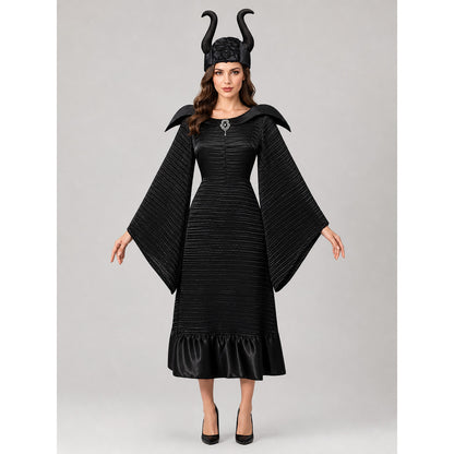 Gothic-Style Cosplay Costume: Dress, Hat, and Cane