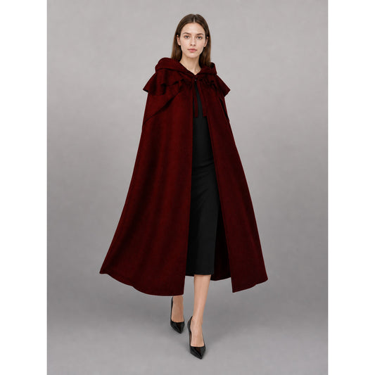Dark Red Hooded Costume Cloak