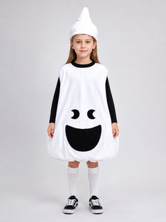 Children's ghost costume with headwear