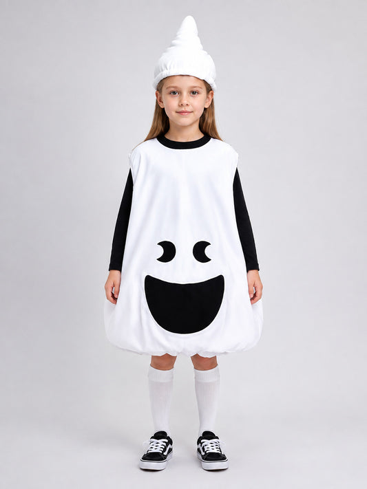 Children's ghost costume with headwear on-model view