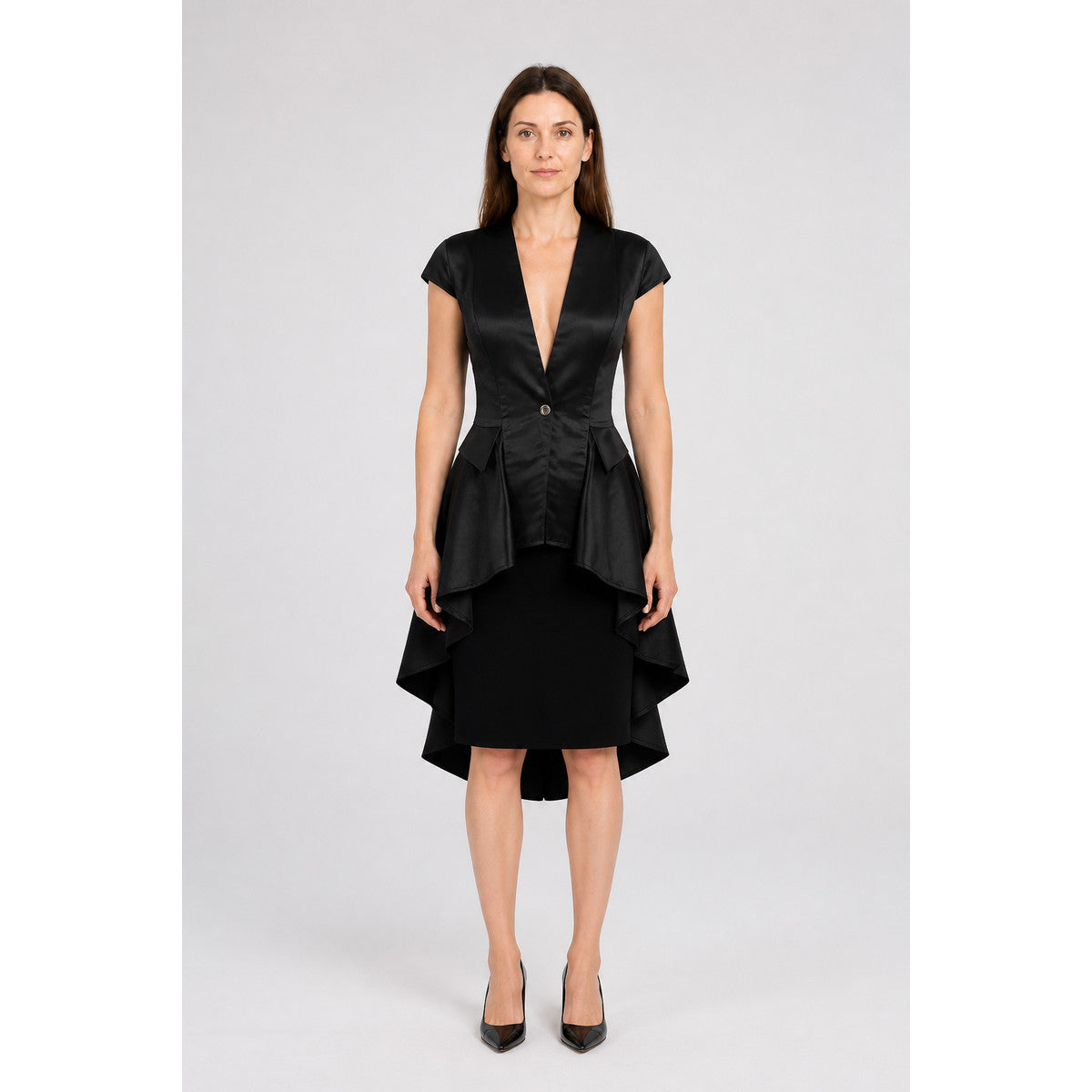 Black Gothic Tailcoat with Tails and Short Sleeves main product view