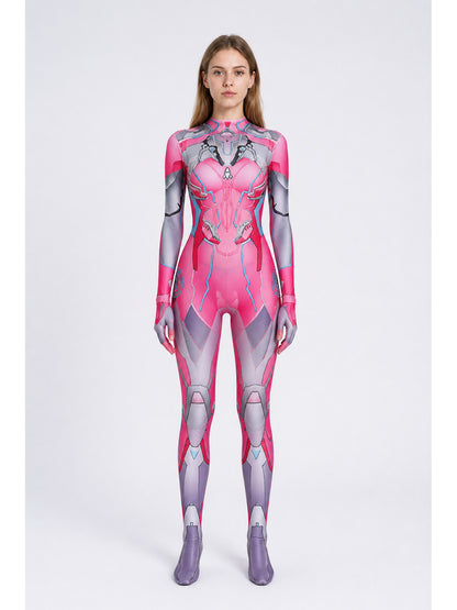 Pink Cosplay Jumpsuit with Robot Print main product view