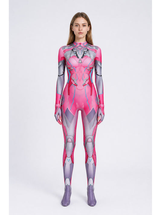 Pink Cosplay Jumpsuit with Robot Print main product view
