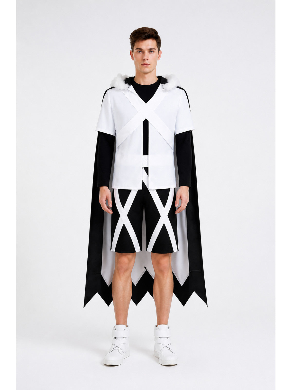 Cross Cosplay Costume with T-Shirt, Cape, and Shorts
