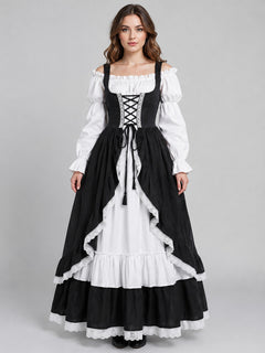 Long Victorian-Style Dress with a Corset Bodice