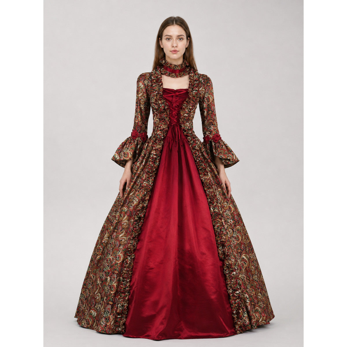 Long Victorian Dress with Floral Pattern