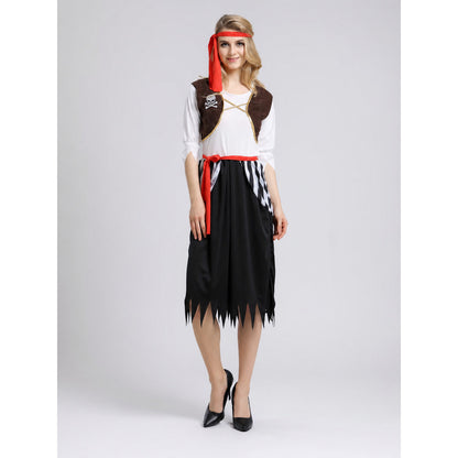 Pirate Costume with Headband and Belt on-model view