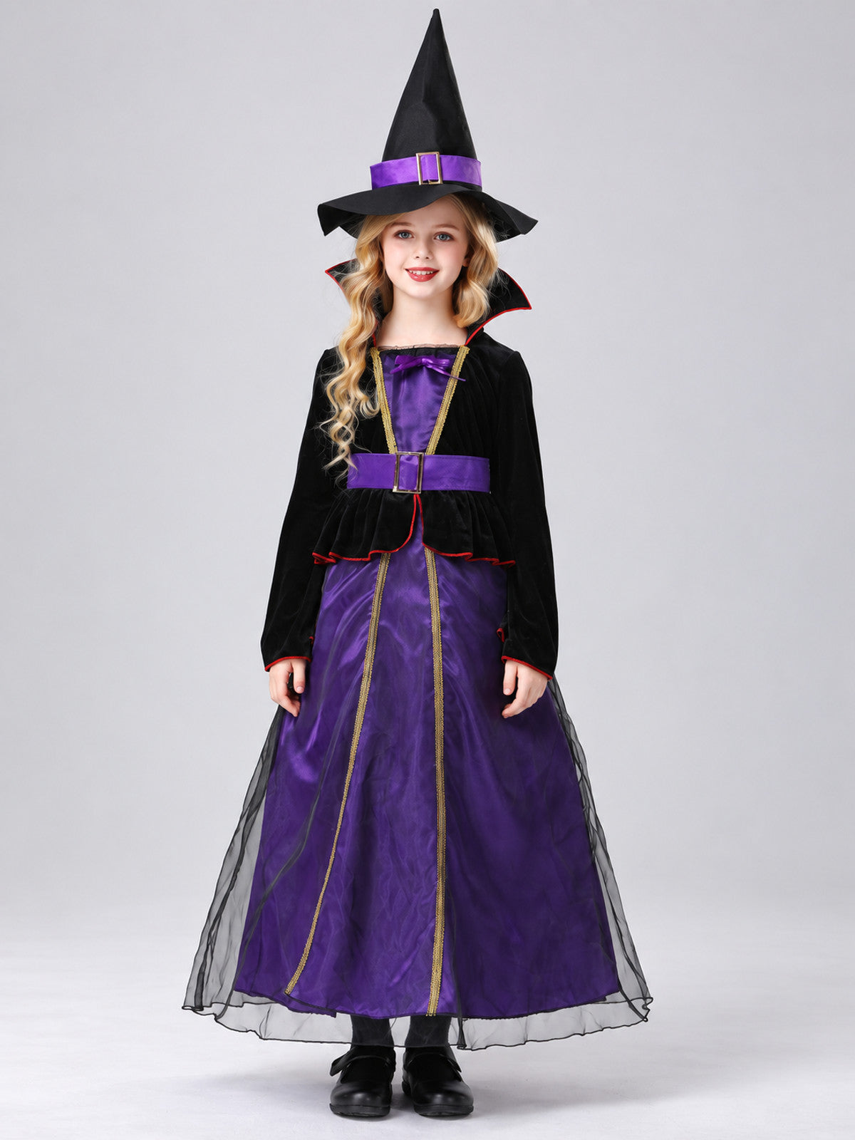 Witch Costume: Dress, Hat, Purple and Black