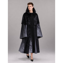 Black Hooded Gothic-Style Carnival Cloak