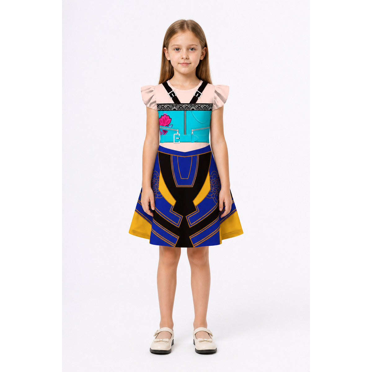 Children’s Dress with Puffy Sleeves and Sequins