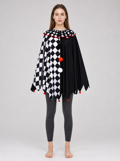 Clown Cape Cloak for a Carnival Costume front view