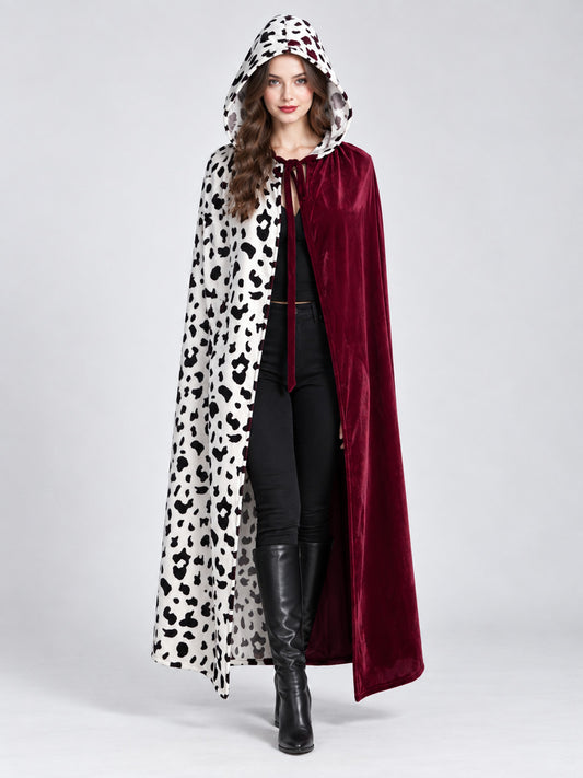 Two-Tone Wine Carnival Cape with Hood