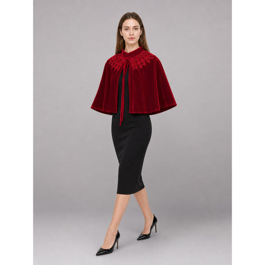 Red Decorative Costume Cloak with Wide Sleeves