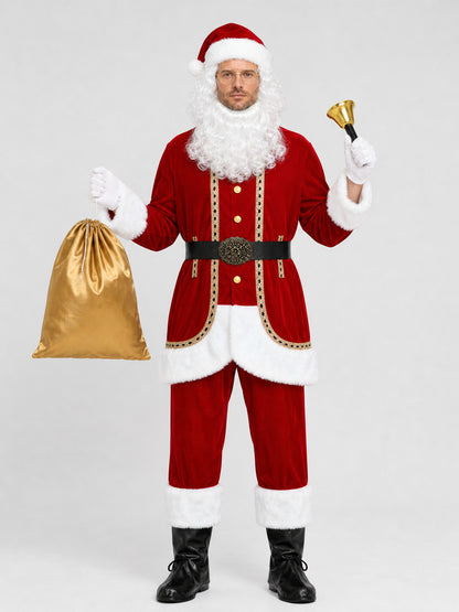 Santa Claus Costume with Hat, Beard, and Accessories on-model view
