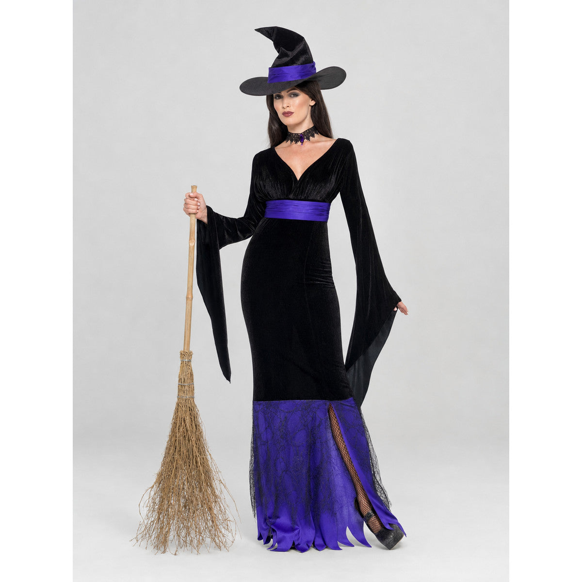 Witch Costume: Dress with Belt and Lace Trim