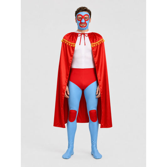 Mexican Wrestler Costume with Mask and Cape on-model view