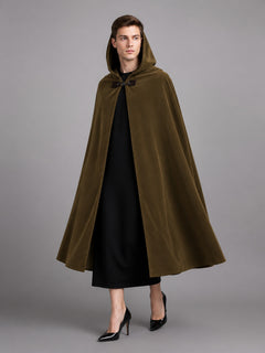 Medieval Fantasy Long Hooded Cloak with Oversized Hood, Flared Open Front Cape for Cosplay Costume Parties and Themed Events