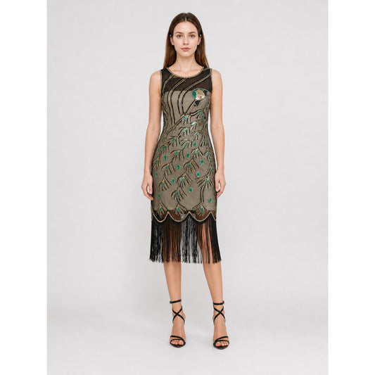 Gatsby-style dress with fringe and sequins