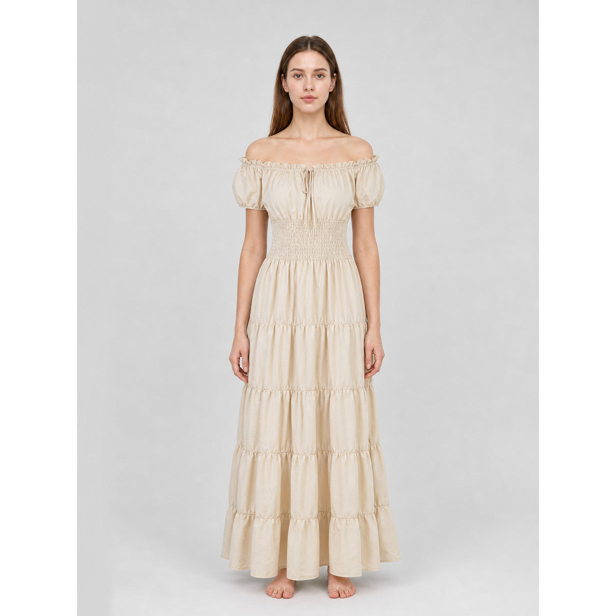 Medieval-Style Dress with a Tiered Skirt